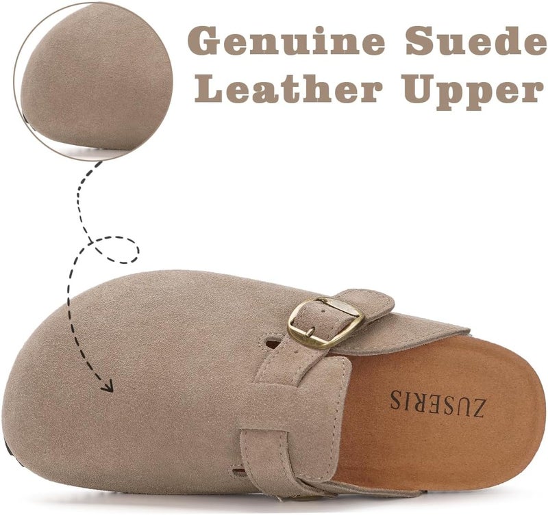 ZUSERIS Store أحذية الأطفال من جلد الغزال للصبيان والبنات مع نعل من الفلين، أحذية بطاطا كلاسيكية سهلة الارتداء، أحذية جلدية للأطفال، صنادل داخلية وخارجية مع حزام قابل للتعديل - Image 2